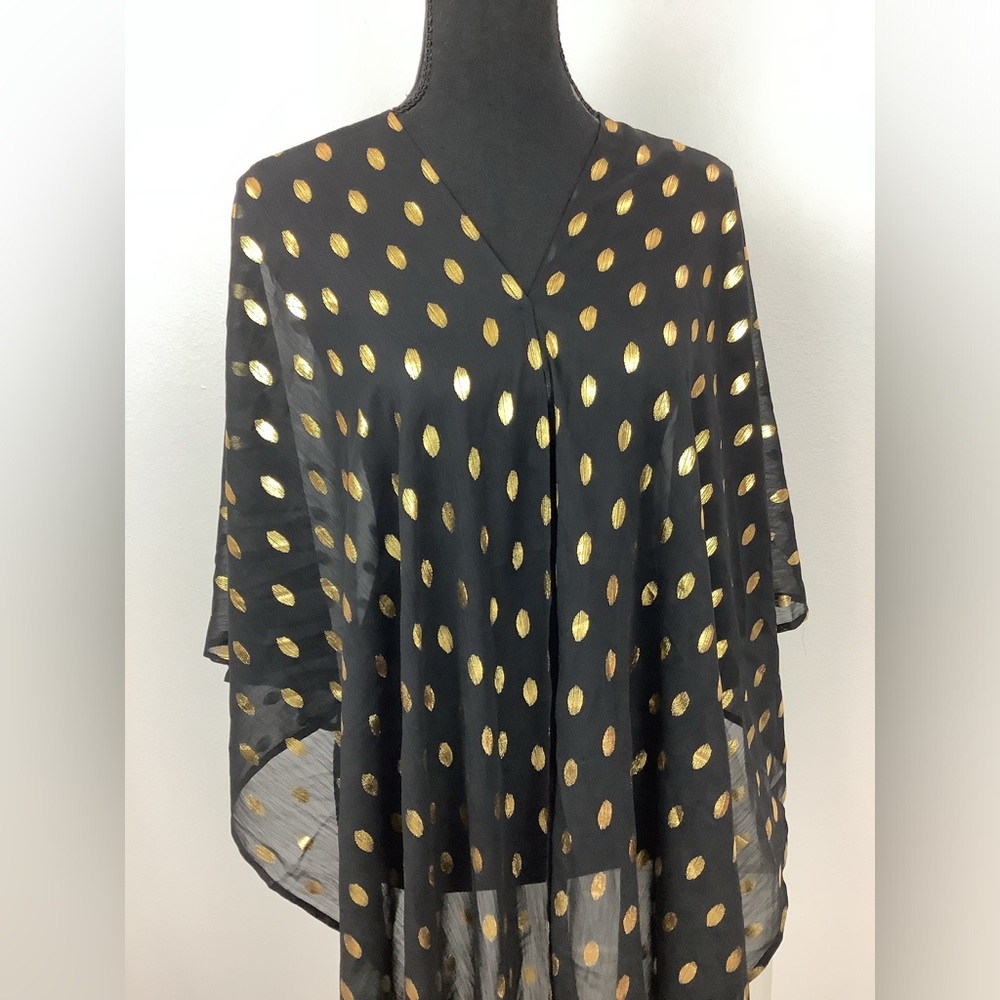 NWT Never Fully Dressed Black Multi Way flowy Dress/cover Gold dots on sheer - Picture 10 of 13